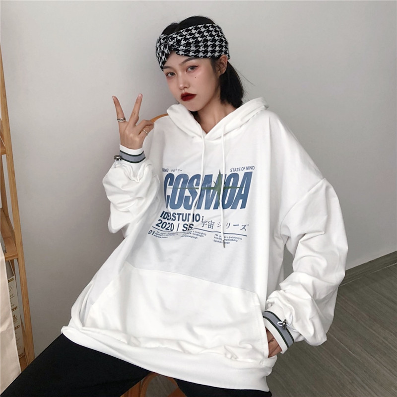 Real shot of spring and autumn thin hooded long sleeve sweater for women