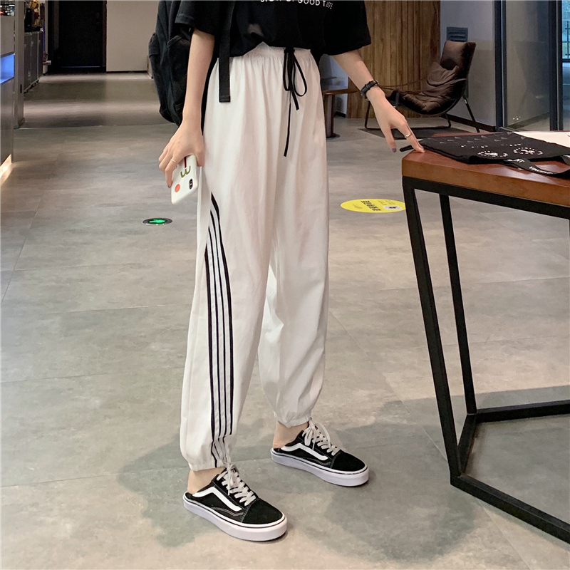 Real shot summer thin sportswear women's pants loose legged nine point lantern casual pants