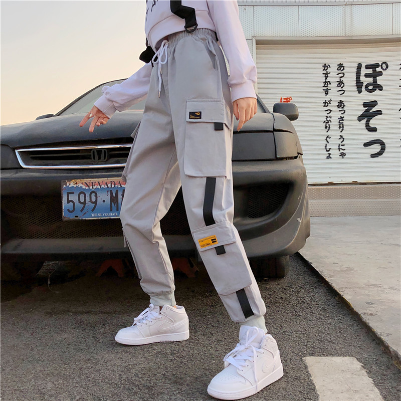 Women's high waisted black pants loose straight tube corset casual pants