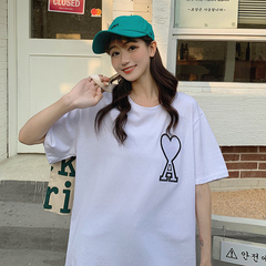 Real shot 2021 new short sleeve embroidered T-shirt women's College style loose print T-shirt