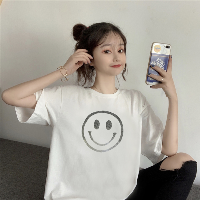 2021 Summer Short Sleeve T-Shirt women's mid long loose Korean top