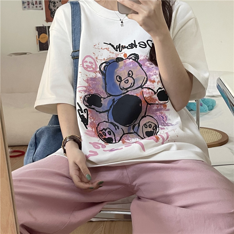 實拍純棉原創  2021夏裝新品短袖T恤女