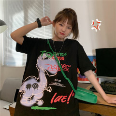 Real shot of cotton 2021 summer new mini dinosaur short sleeve T-shirt for women