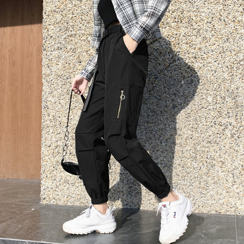 Women's high waist black pants straight sports pants Leggings casual pants