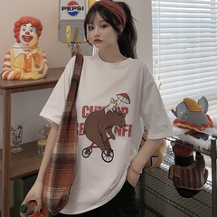 Real shot of summer short sleeve T-shirt girl Han banchao