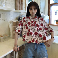 Real shot 2021 summer Korean loose design niche short sleeve shirt