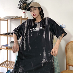 Real shot 2021 summer Harajuku tie dyed short sleeve T-shirt for women