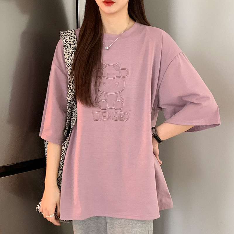 Real shot 2021 summer Hong Kong chic short sleeve T-shirt women's fashion Korean loose half sleeve top