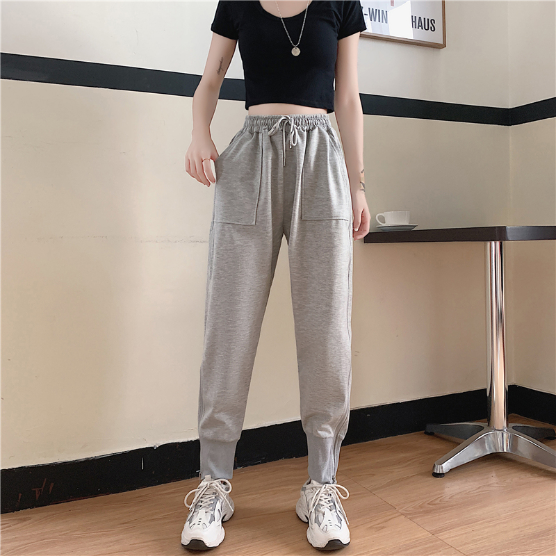 Women's sports pants autumn thin loose legged casual nine point Harlan pants fashion