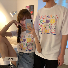 原創實拍 短款t恤女夏露臍韓版ins潮寬鬆百搭情侶裝