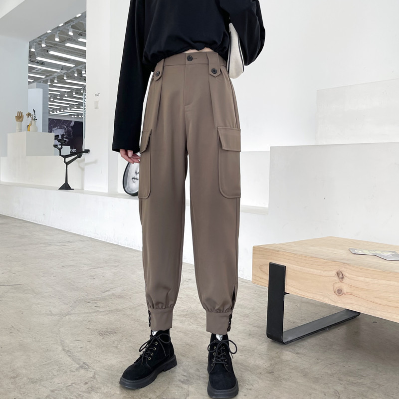 Women's loose and thin high waist straight pants