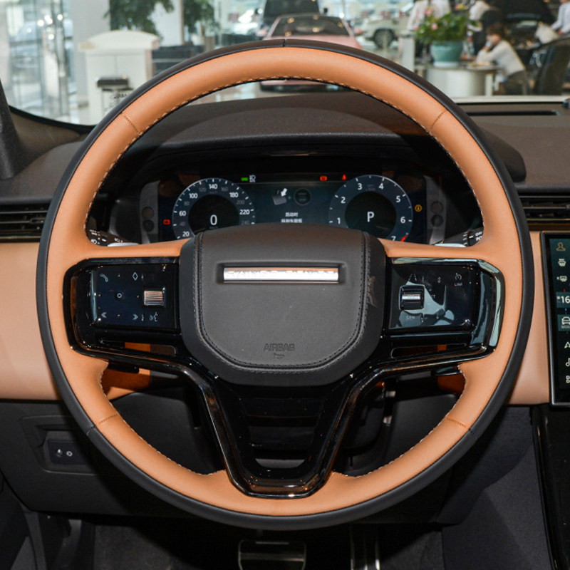 新款路虎星脉卫士揽胜运动版改装配件 极光发现5手缝真皮方向盘套