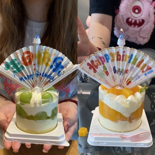 生日快乐插牌派对氛围感拍照道具场景蜡烛惊喜自动展开创意祝福语