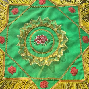 新款三层麻纱带穗手绢二人转大秧歌手帕刺绣蕾丝八角流苏秧歌手绢