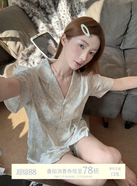 JoyceBra森系小碎花冰丝睡衣套装