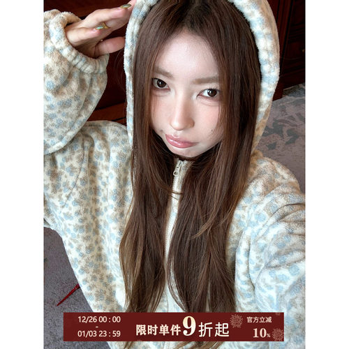 JoyceBra碎花连帽珊瑚绒睡衣