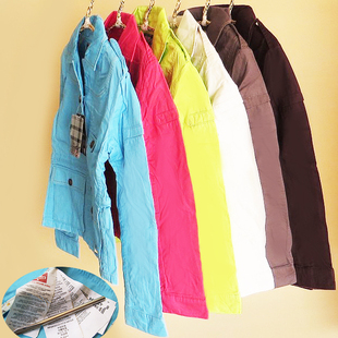 上衣纯棉女装 修身 外套 休闲牛仔衣夹克短款 外贸出口原单水洗bf工装