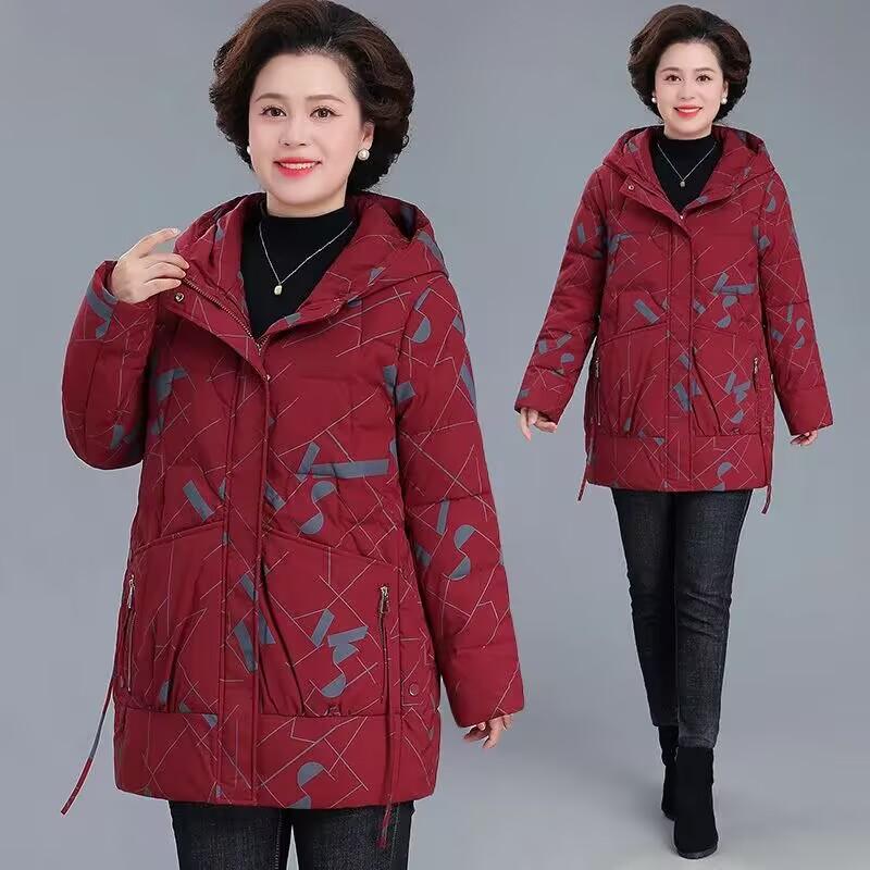 中老年棉衣加厚棉服中长款妈妈装
