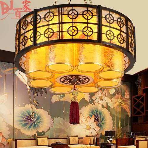 中式仿古吊灯酒店包厢大厅大吊灯中国风羊皮灯复古风格餐厅客厅灯