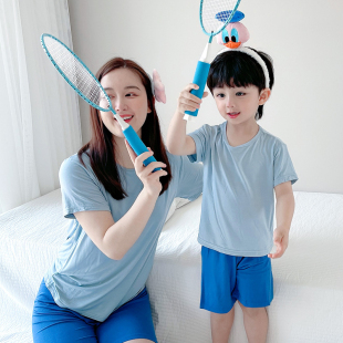 女童空调服冰丝家居服套装 莫代尔儿童睡衣夏季 夏短裤 男童短袖 薄款