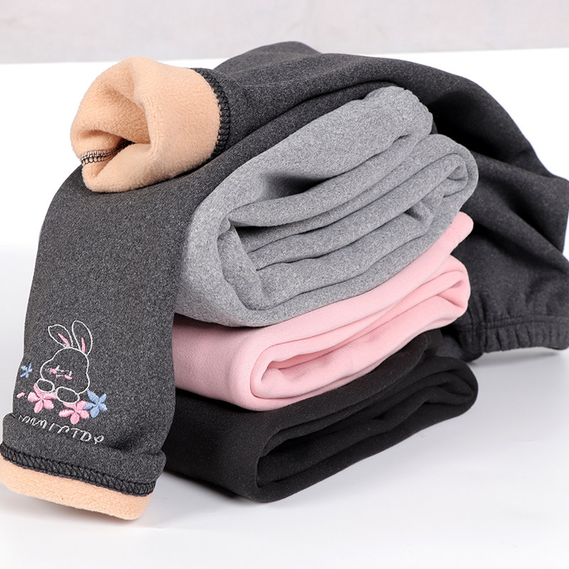 女童保暖裤加绒加厚秋冬款打底棉裤儿童一体绒冬装女孩宝宝绒裤子