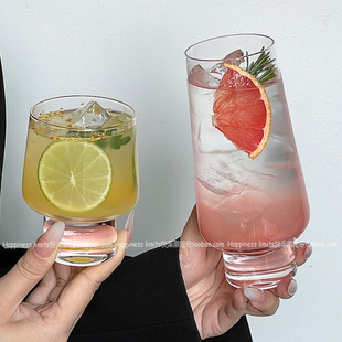 玻璃云朵矮脚杯餐饮奶茶果汁杯甜品冷饮家用气泡水杯高颜值网红杯