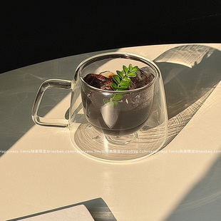 Dirty咖啡杯冰美式 高硼硅透明玻璃杯拿铁杯子小众高级感 复古日式