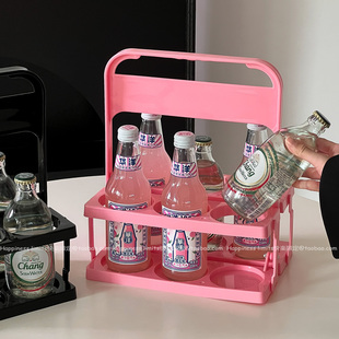 粉色少女心露营野餐篮折叠饮料啤酒自带提手篮咖啡奶茶便携收纳篮