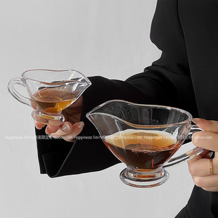 萃取浓缩咖啡玻璃奶罐带把奶盅小众神灯款 西餐蘸料调料汁斗蜂蜜杯