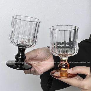 小众氛围感中古酒杯玻璃高脚杯子香槟杯葡萄酒杯ins饮品杯子