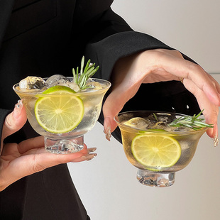 中式 观山功夫茶系列国风茶杯玻璃杯咖啡杯特调鸡尾酒杯饮品古典杯