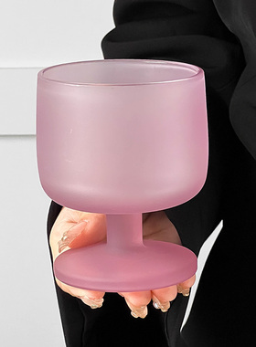 艺术感磨砂紫色玻璃喝水杯高颜值冷饮杯咖啡杯家用高脚杯果汁杯