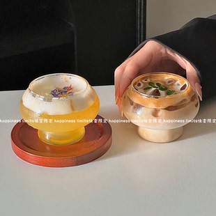 创意可爱蘑菇ins北欧冰淇淋玻璃杯酸奶杯鸡尾酒杯造型小杯子