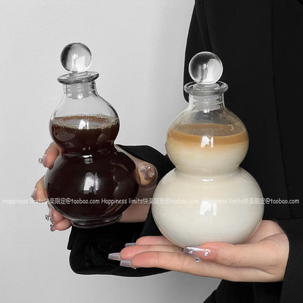 创意葫芦瓶玻璃酒瓶茶饮瓶冷萃瓶果酒瓶密封空瓶子可定制瓶身印刷