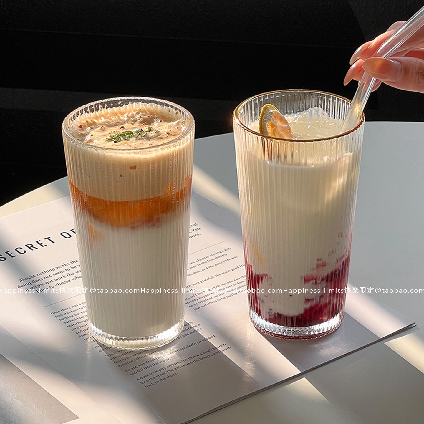 简约玻璃杯ins风vintage杯咖啡杯简约茶杯水杯女韩国啤酒杯果汁杯