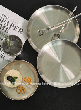 ins高颜值甜品不锈钢盘子韩式蛋糕盘点心盘餐盘骨碟吐司盘水果盘