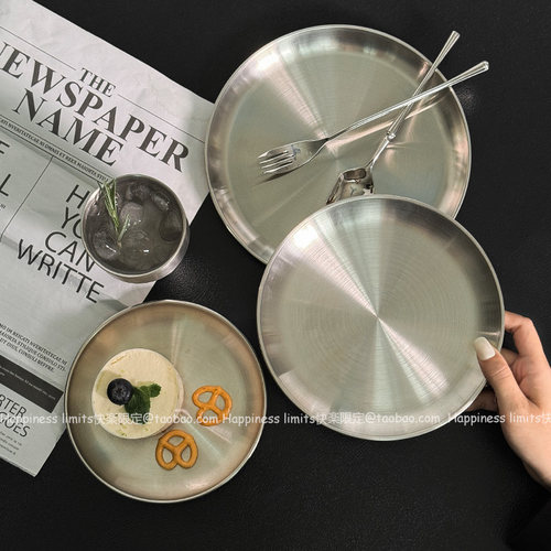 ins甜品不锈钢盘子韩式蛋糕盘