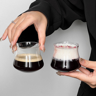 简约透明玻璃反口鸡尾酒杯ins特调威士忌杯美式 浓缩咖啡杯牛奶杯