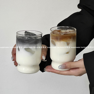 简约冰美式 拿铁咖啡杯ins风耐热高颜值玻璃气泡水杯冷饮杯果汁杯