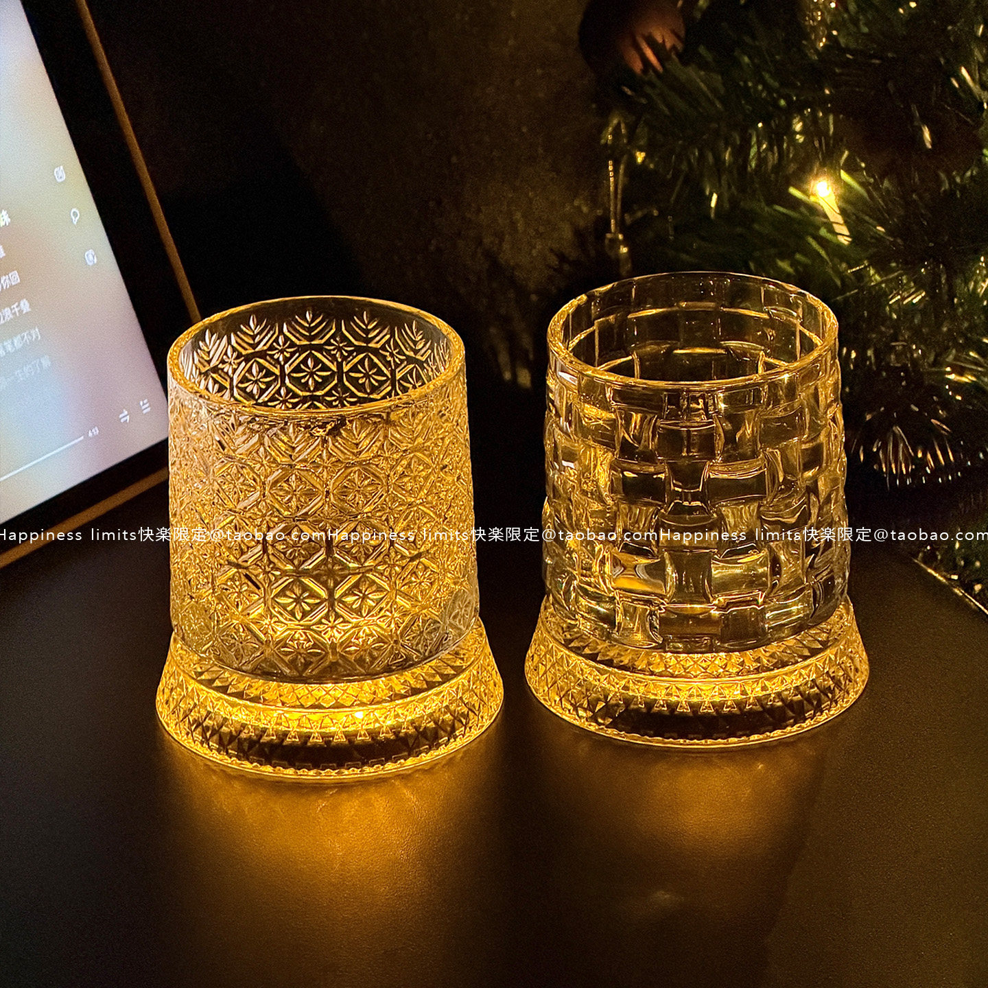 网红创意【送发光杯垫】发光旋转威士忌酒杯转转解压洋酒杯不倒翁