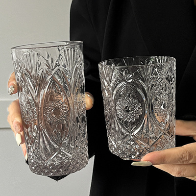 浮雕图腾ins刻花小众拿铁咖啡杯