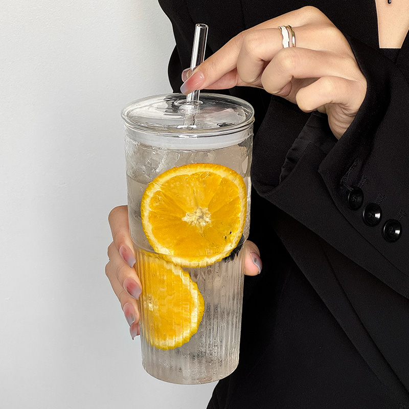 大容量吸管玻璃杯水果茶杯ins