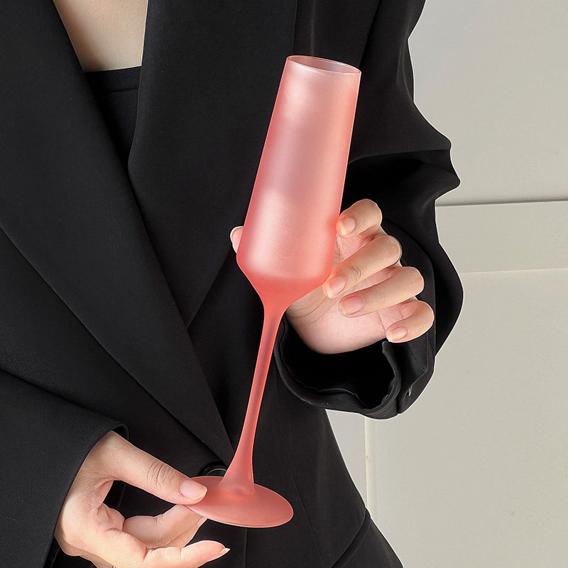 设计感小时代磨砂玻璃高脚杯红色香槟杯ins小众鸡尾酒杯红酒甜酒