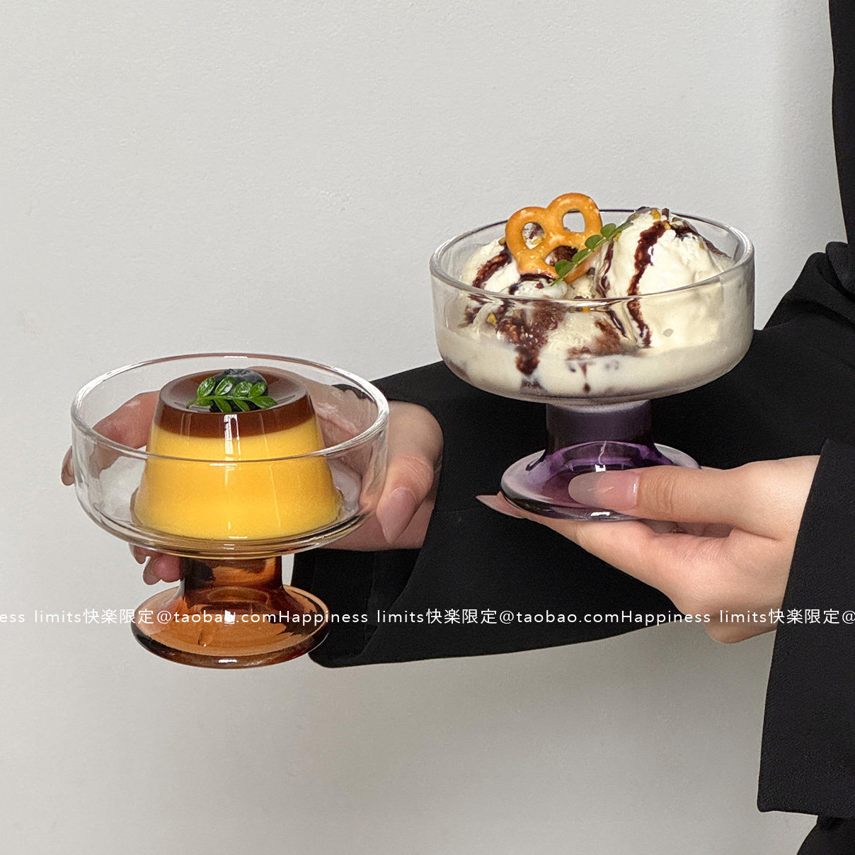 ins简约甜品杯玻璃杯高脚雪糕杯冰激凌杯酸奶碗冰沙杯冰淇淋杯子