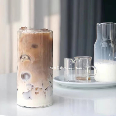 代购ins网红咖啡厅高颜值玻璃杯子果汁杯气泡水杯女饮料杯咖啡杯
