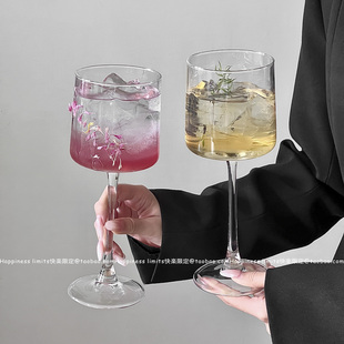 高级感ins风啤酒杯气泡饮品杯微醺杯果汁杯高脚玻璃红酒杯香槟杯