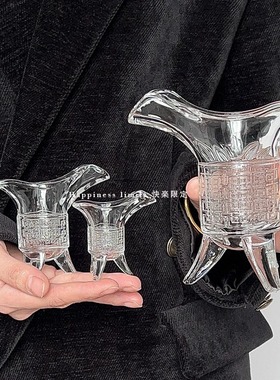 ins创意搞怪秦始皇奶茶杯玻璃杯帝王杯古代三足杯仿古爵杯酒杯子