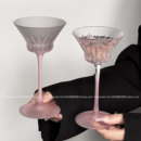 创意ins风磨砂粉高脚杯高颜值日式 木村玻璃鸡尾酒杯香槟杯甜酒杯