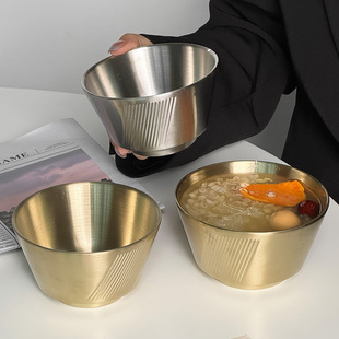 304不锈钢米饭碗双层防烫汤碗甜品糖水碗燕窝碗商用金色料理碗