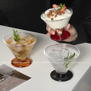 高颜值小众设计冰美式 中古香槟杯高级冰淇淋杯子 咖啡杯玻璃杯法式